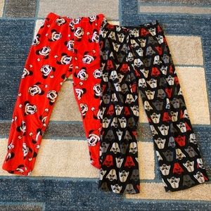Santa Mickey Darth Vader Star Wars Sleep Pants XL Fleece Black Red